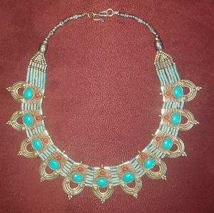 Antique Silver & Turquoise Choker Necklace